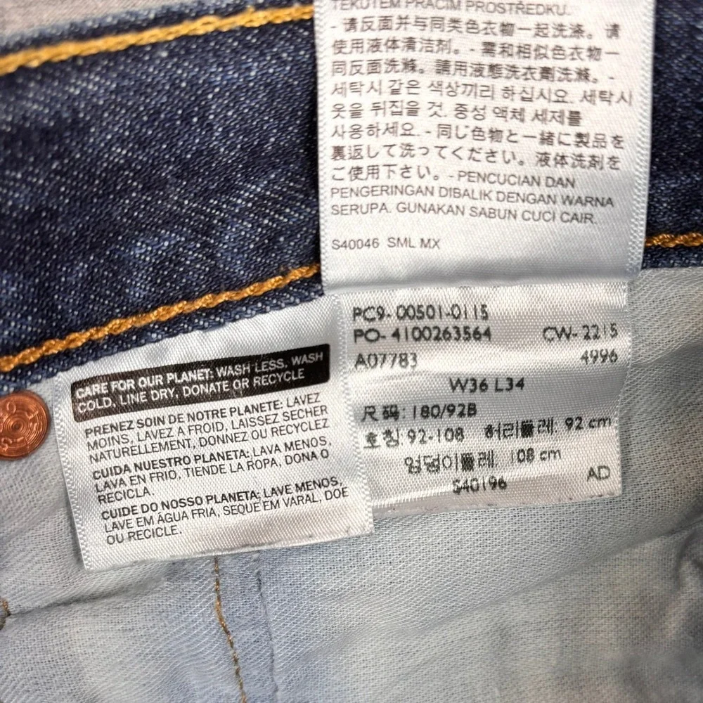Levis‎ 501 Original Fit Mens Blue Denim Straight Leg Button Fly Jeans 36x34